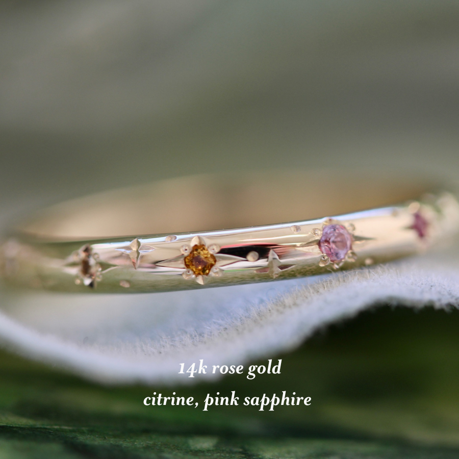 Star Engraved Gemstone Band