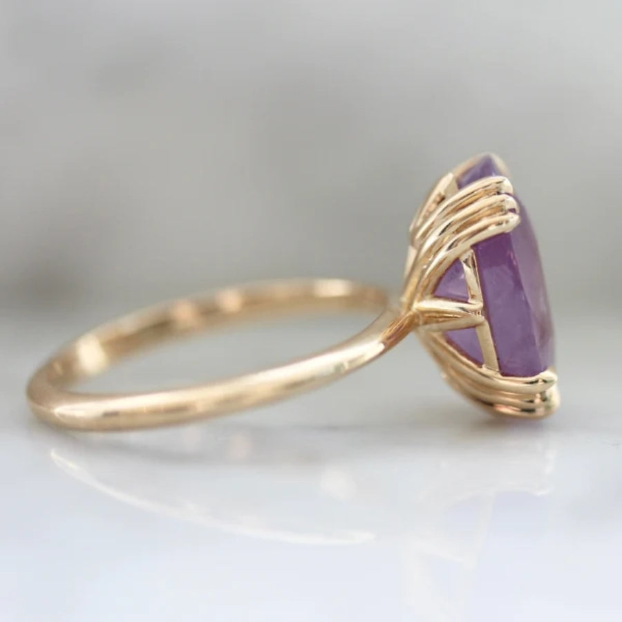 Surprise Party Pink Oval Cut Opalescent Sapphire Ring