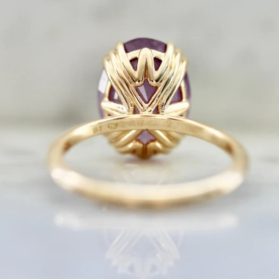 Surprise Party Pink Oval Cut Opalescent Sapphire Ring