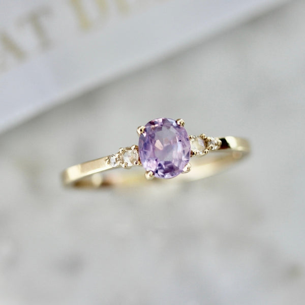 Sweet Cheeks Purple Oval Cut Sapphire Ring