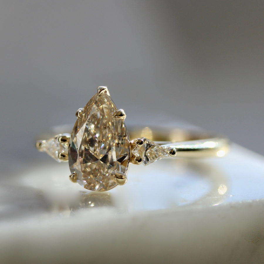 Sweet Tea Champagne Pear Cut Diamond Ring
