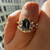 Teal Emerald Cut Sapphire Ring