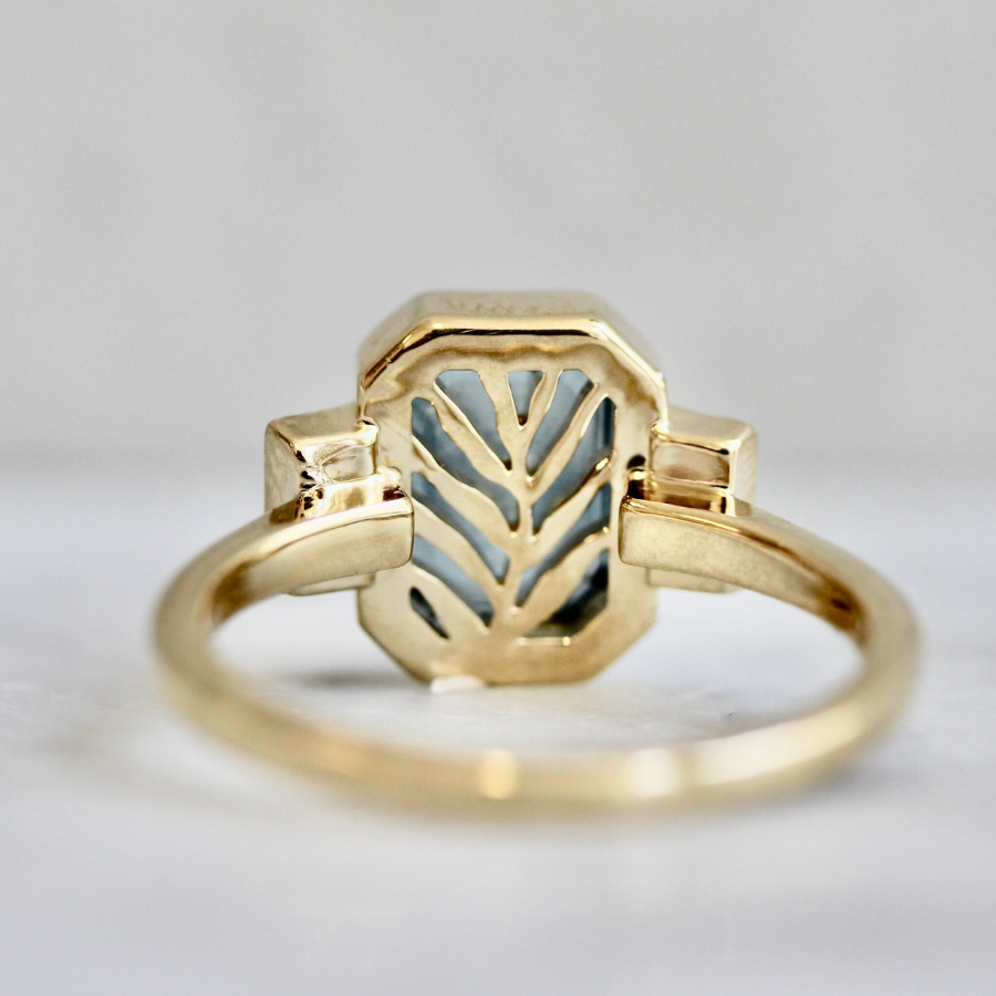 Teal Portrait Cut Montana Sapphire Ring