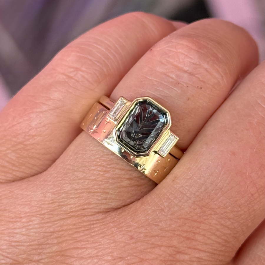 Teal Portrait Cut Montana Sapphire Ring