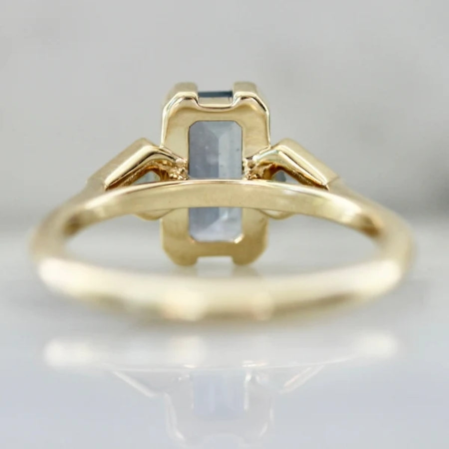 Top Shelf Blue Emerald Cut Sapphire Ring