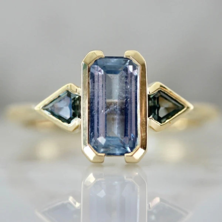 Top Shelf Blue Emerald Cut Sapphire Ring