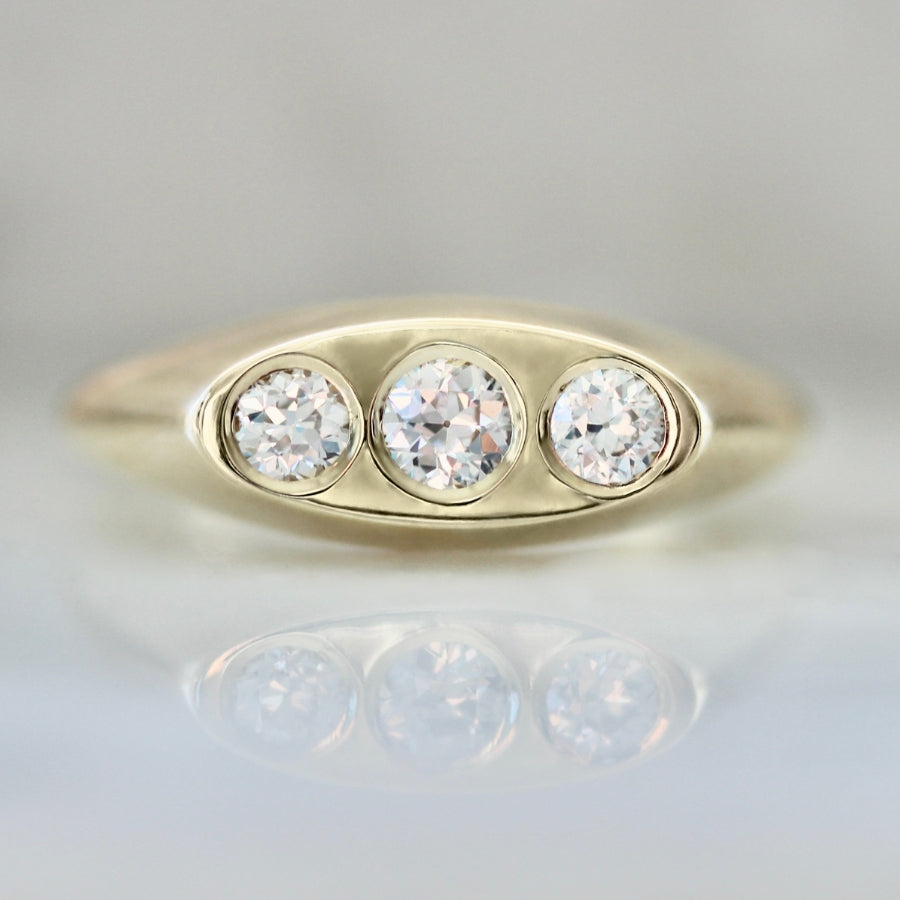 Tres Leches Old European Cut Diamond Bombe Ring