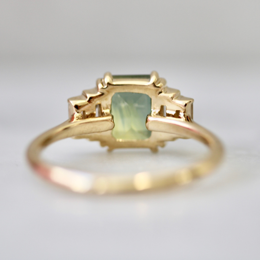 
            Tri-Color Emerald Cut Sapphire Ring