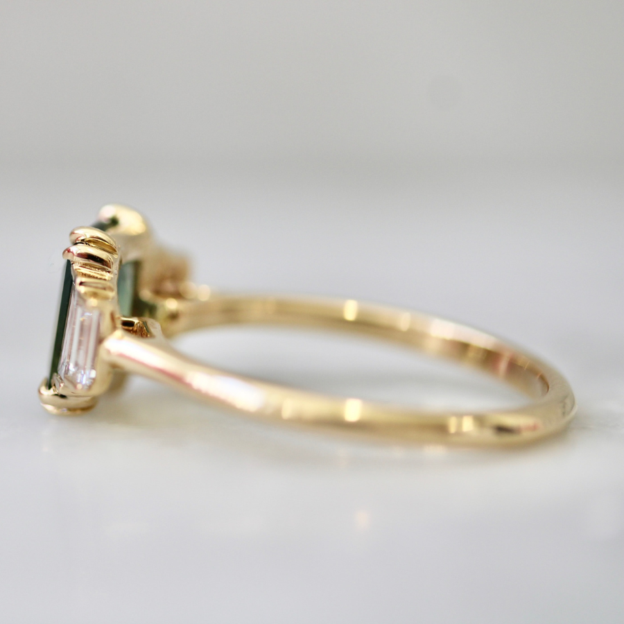 Tri-Color Emerald Cut Sapphire Ring