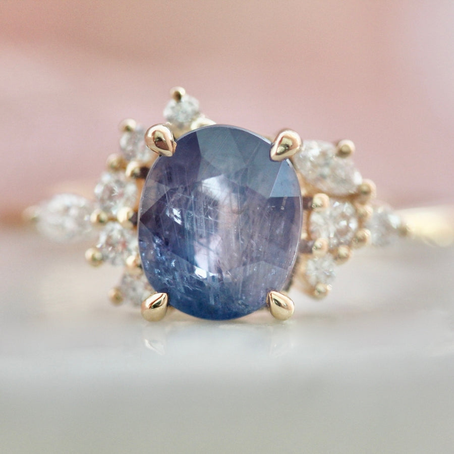 Velvet Thunder Violet Oval Cut Sapphire Ring