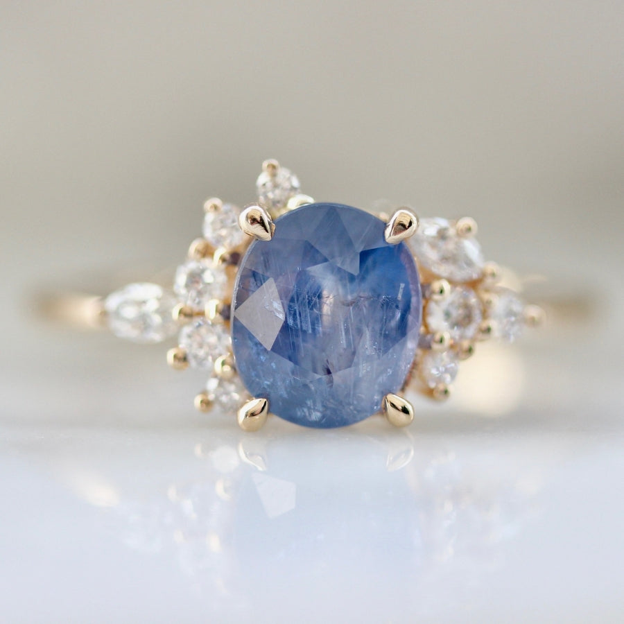Velvet Thunder Violet Oval Cut Sapphire Ring