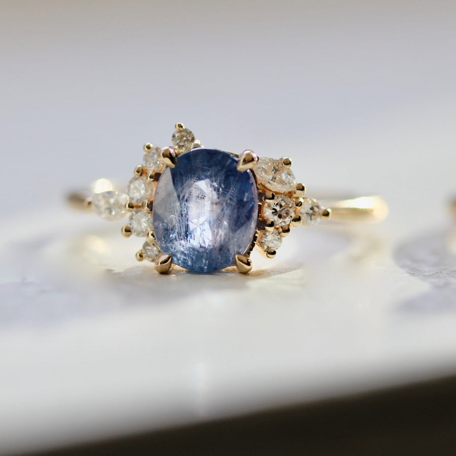 Velvet Thunder Violet Oval Cut Sapphire Ring