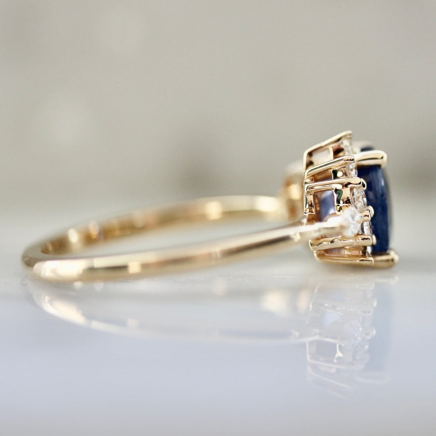 Velvet Thunder Violet Oval Cut Sapphire Ring