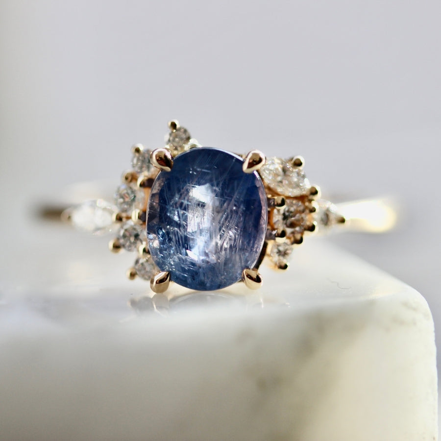Velvet Thunder Violet Oval Cut Sapphire Ring