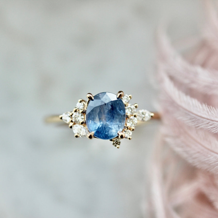 Velvet Thunder Violet Oval Cut Sapphire Ring