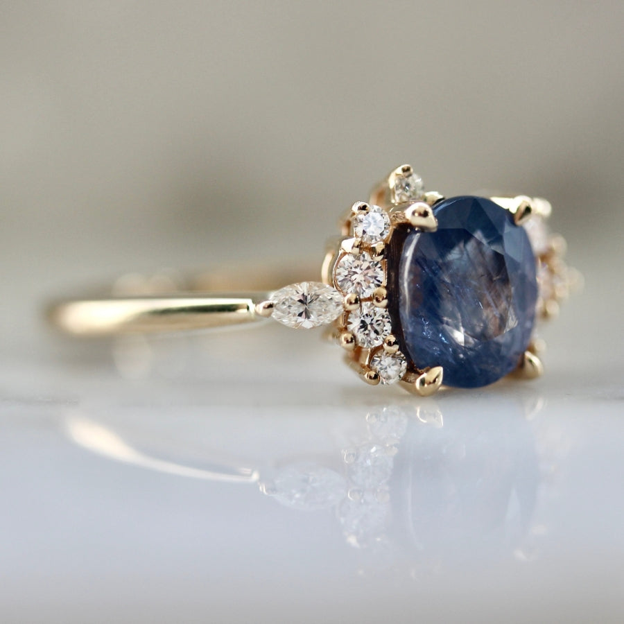 Velvet Thunder Violet Oval Cut Sapphire Ring