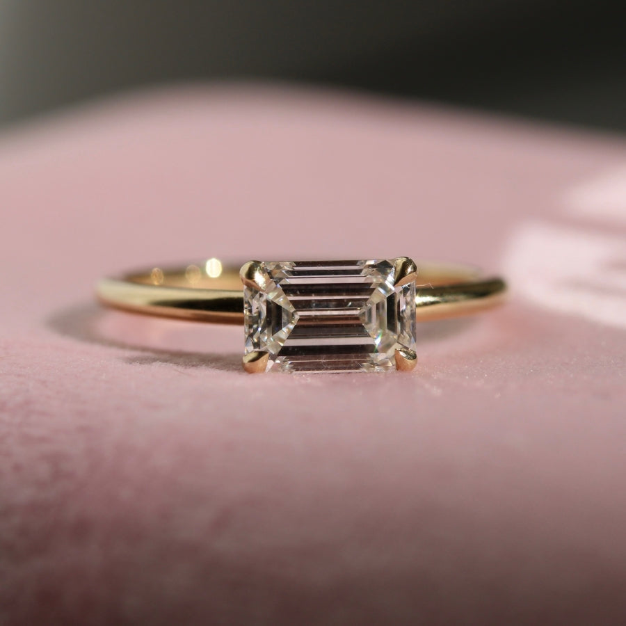 
            White Emerald Cut Lab Diamond Ring