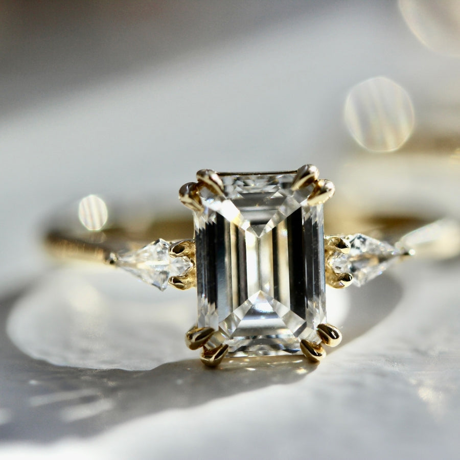 
            White Emerald Cut Lab Diamond Ring