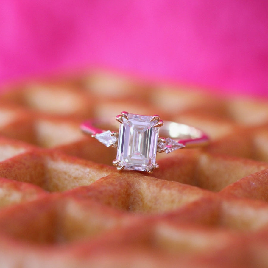 
            White Emerald Cut Lab Diamond Ring