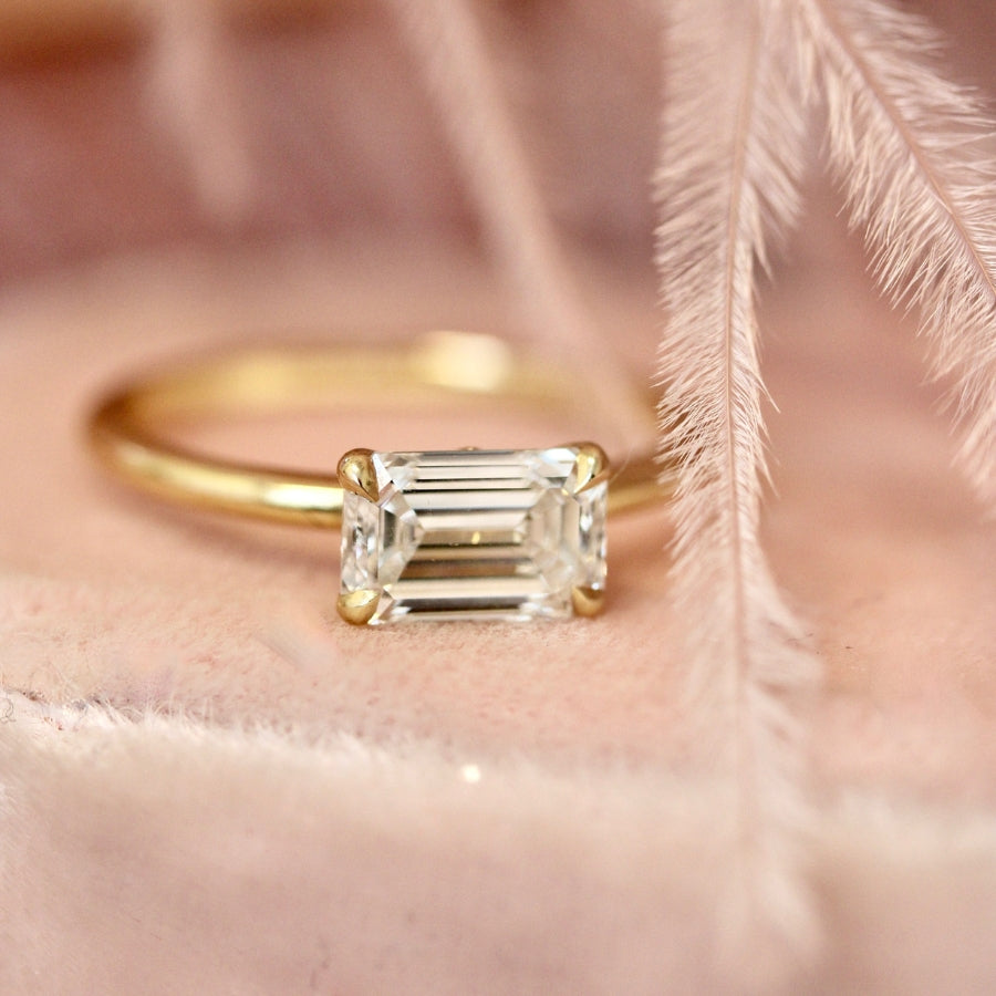 
            White Emerald Cut Lab Diamond Ring