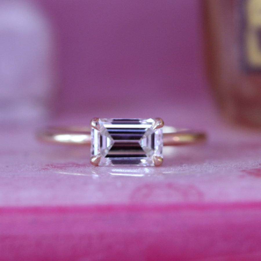 
            White Emerald Cut Lab Diamond Ring