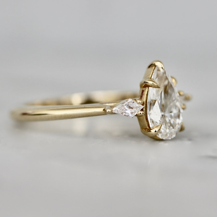 
            White Pear Cut Lab Diamond Ring