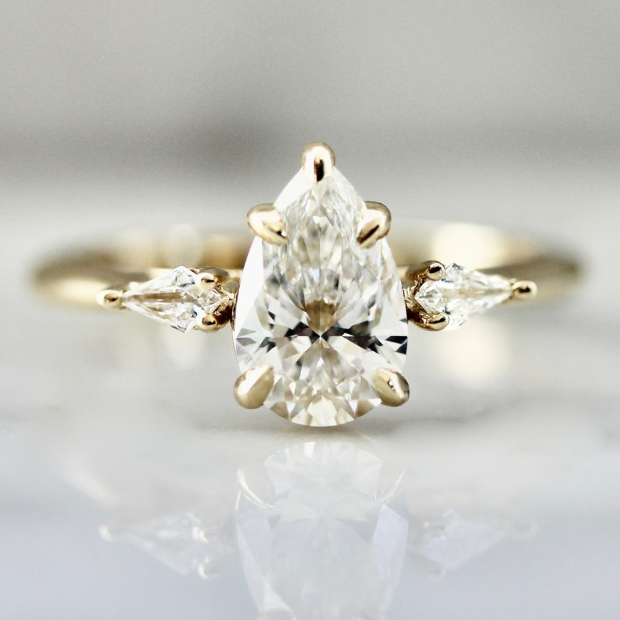 
            White Pear Cut Lab Diamond Ring