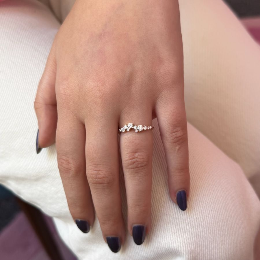 White Round Cut Diamond Cluster Ring