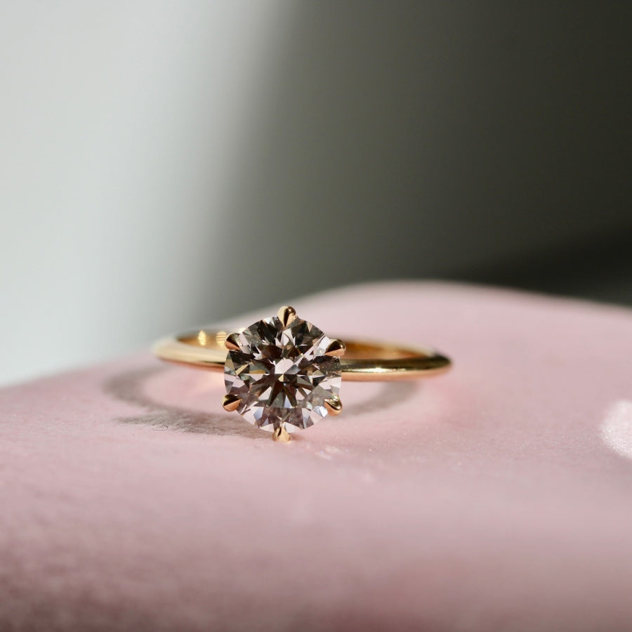 White Round Cut Lab Diamond Ring