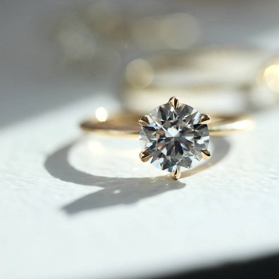 White Round Cut Lab Diamond Ring