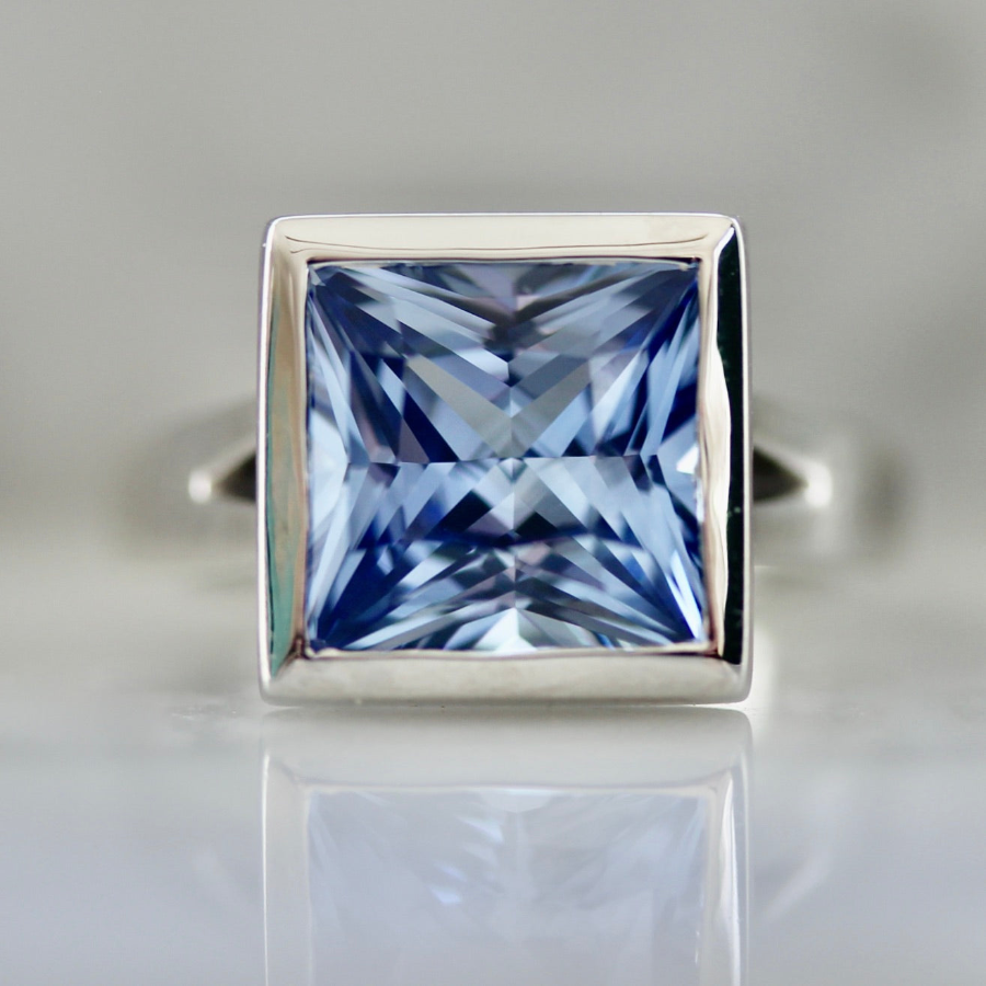 Blue Sapphire Princess Cut Ring 4610