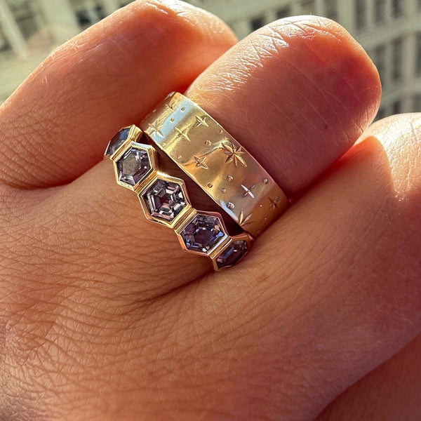 Moonstruck Purple Hexagon Cut Spinel Ring