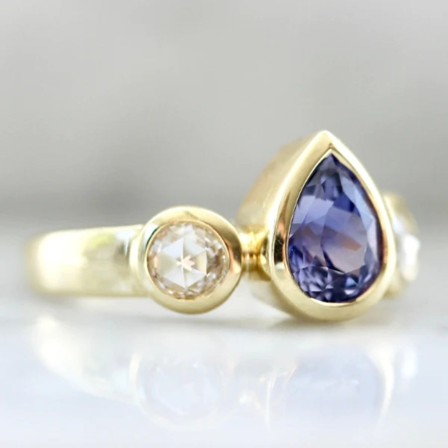 Wild Hyacinth Purple Pear Cut Sapphire Ring
