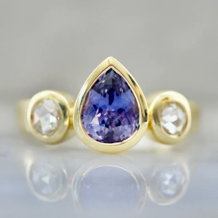 Wild Hyacinth Purple Pear Cut Sapphire Ring