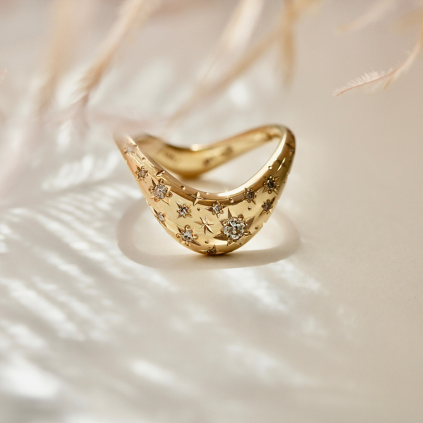 celeste engraved diamond ZAHA ring