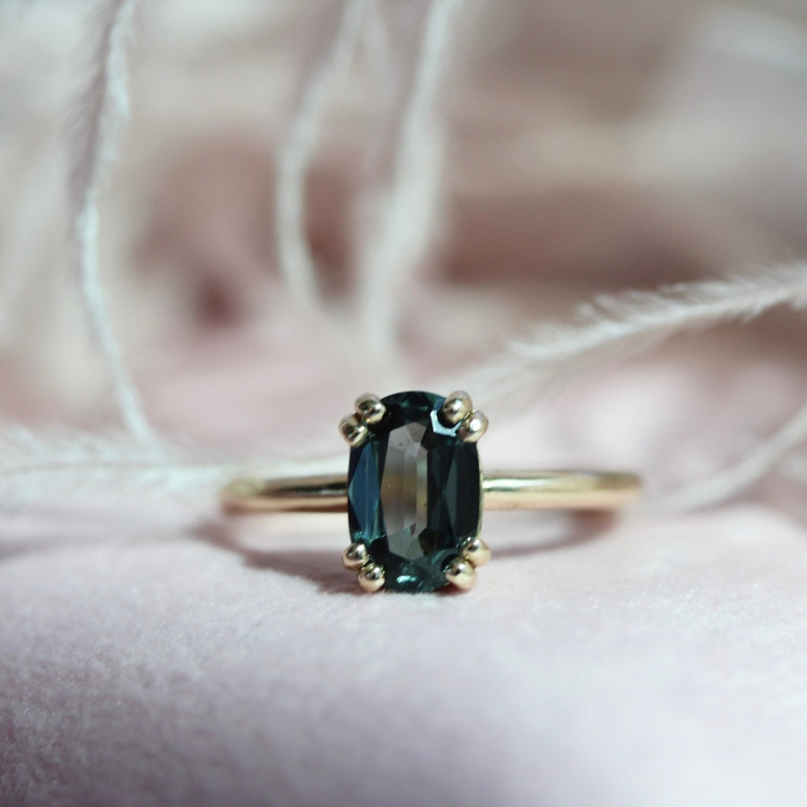 
            blue cushion cut spinel ring