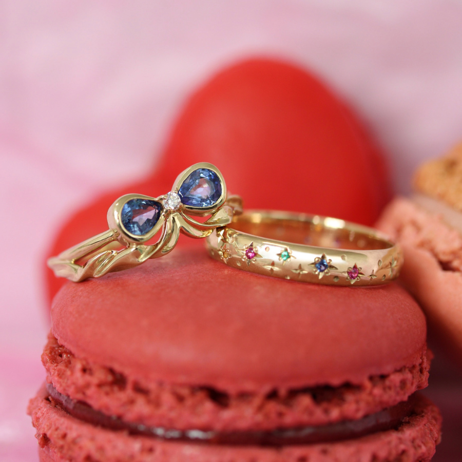 
            blue sapphire bow ring