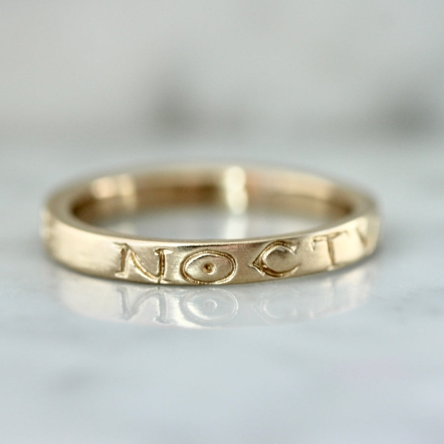 carpe noctum engraved gold band