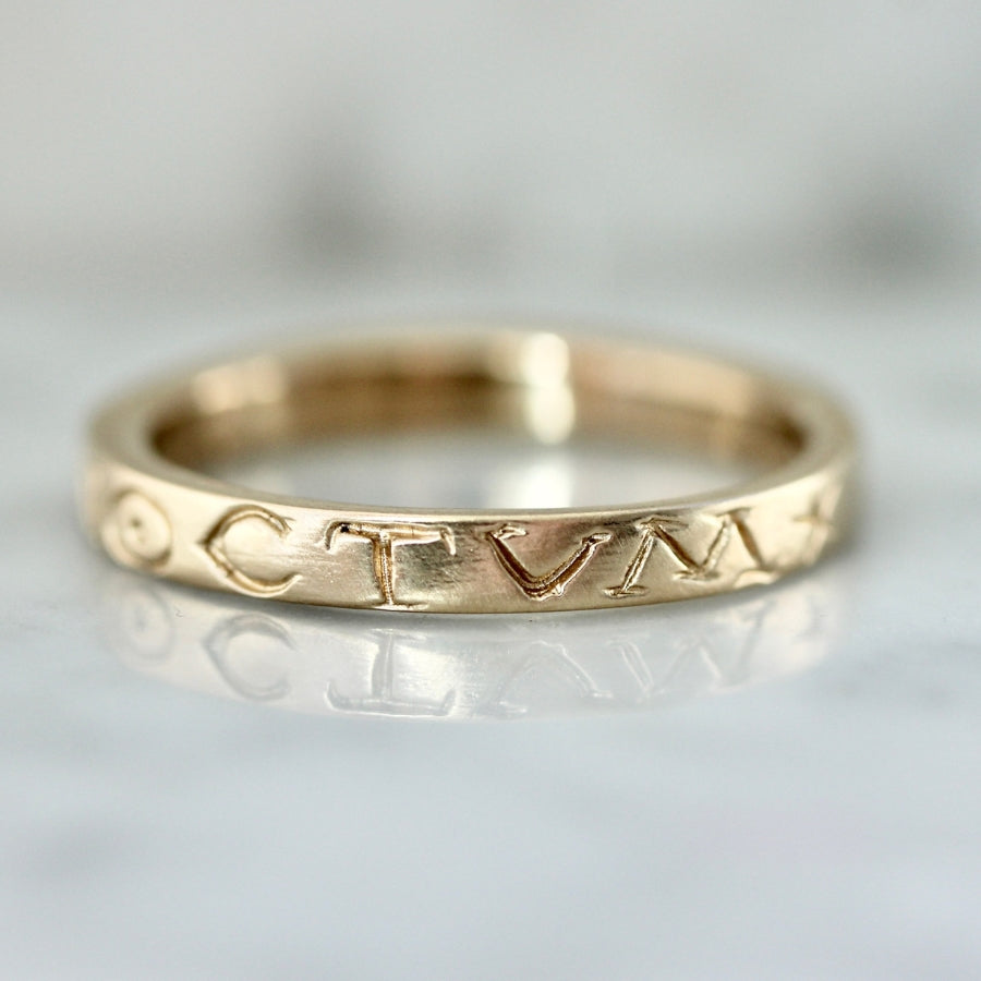 carpe noctum engraved gold band