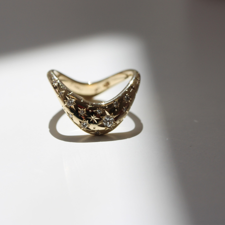 celeste engraved diamond ZAHA ring