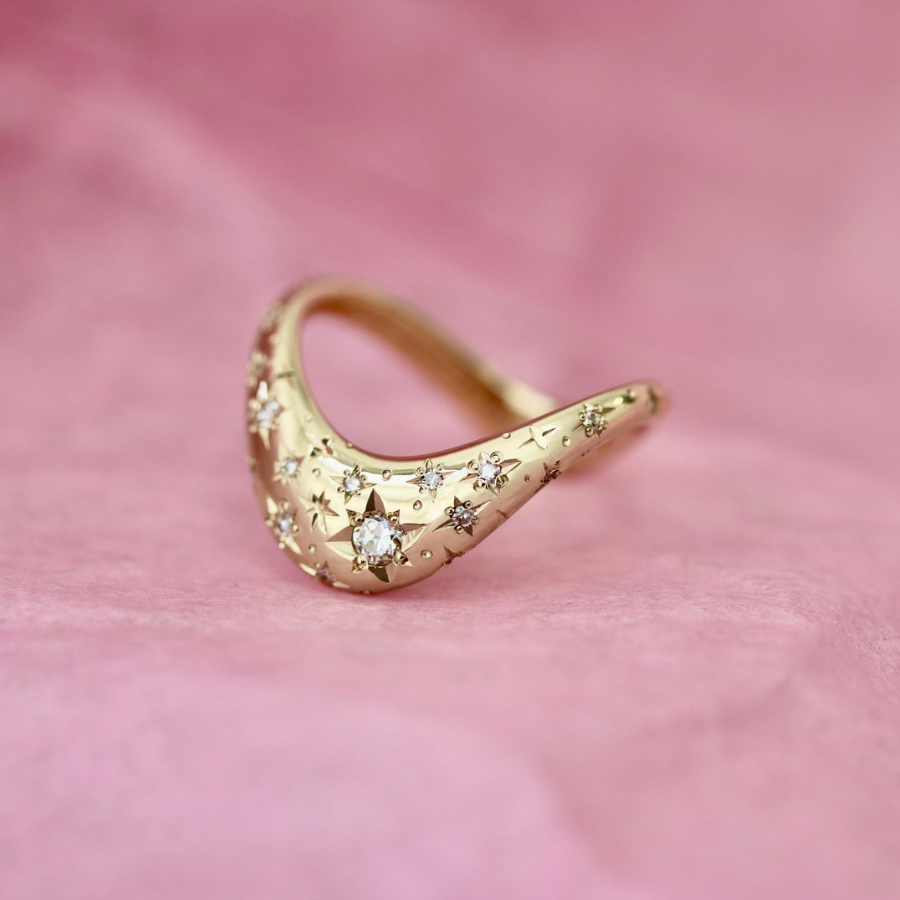 celeste engraved diamond ZAHA ring