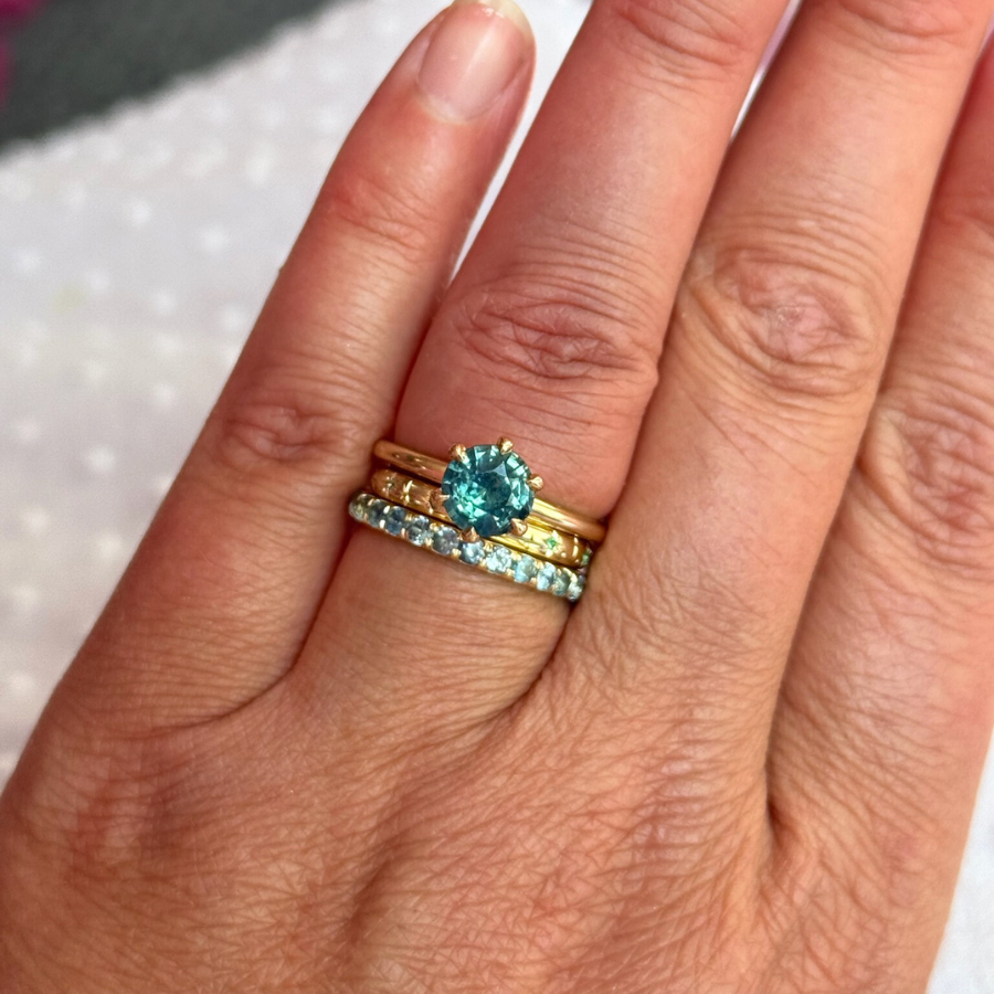 star engraved gemstone band