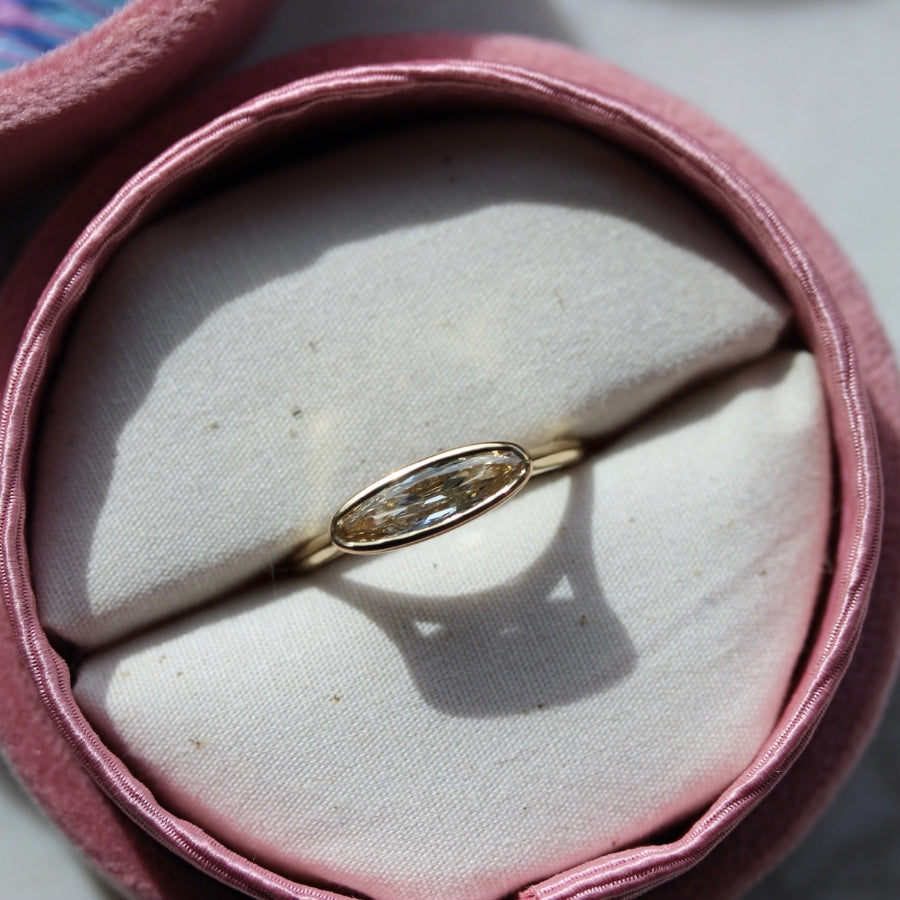 champagne moval engagement ring