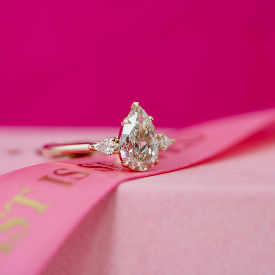 Champagne Pear Cut Diamond Ring