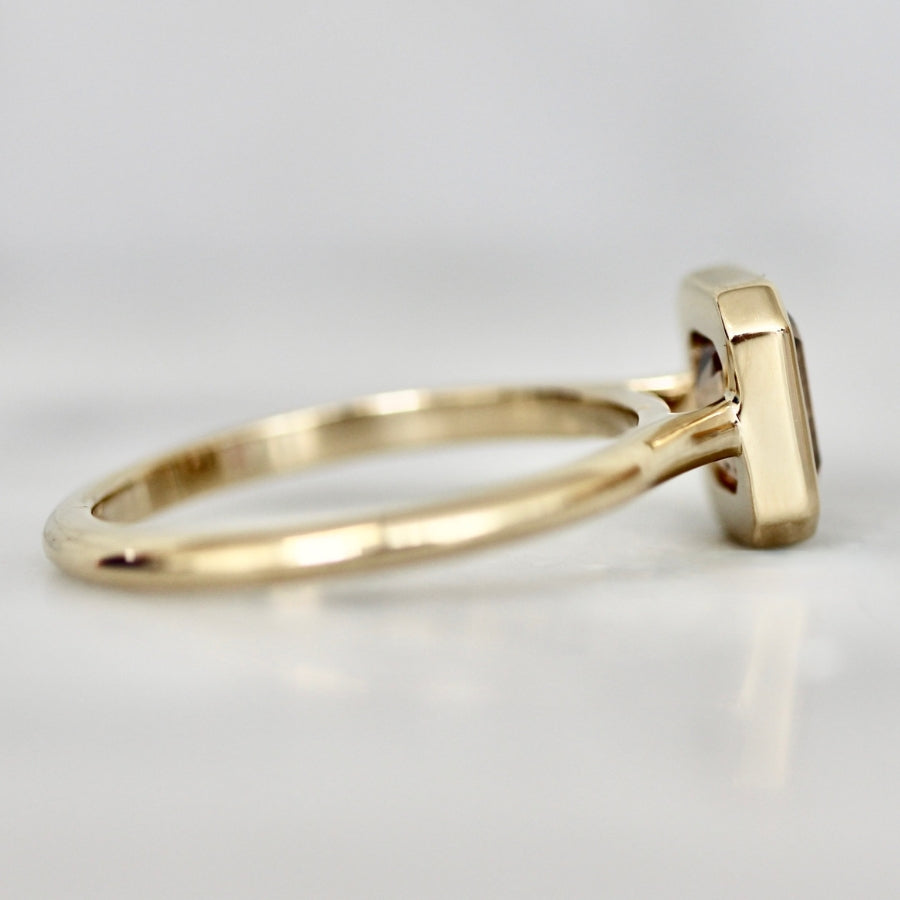 champagne emerald cut diamond ring