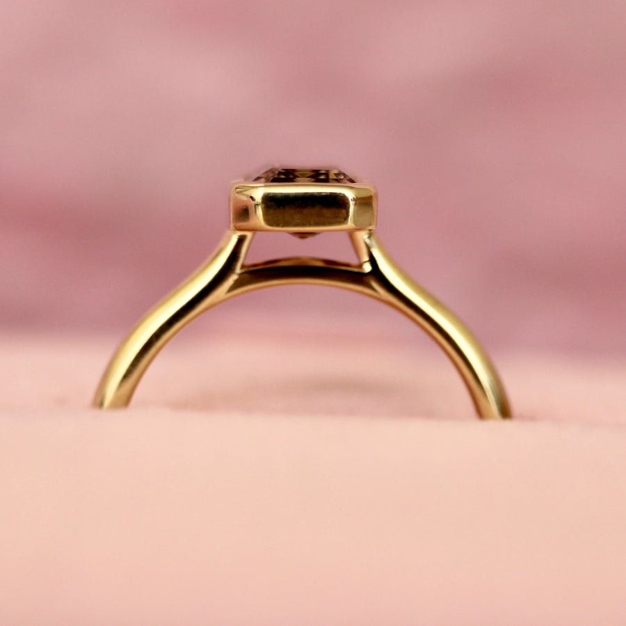 Champagne Emerald Cut Diamond Ring