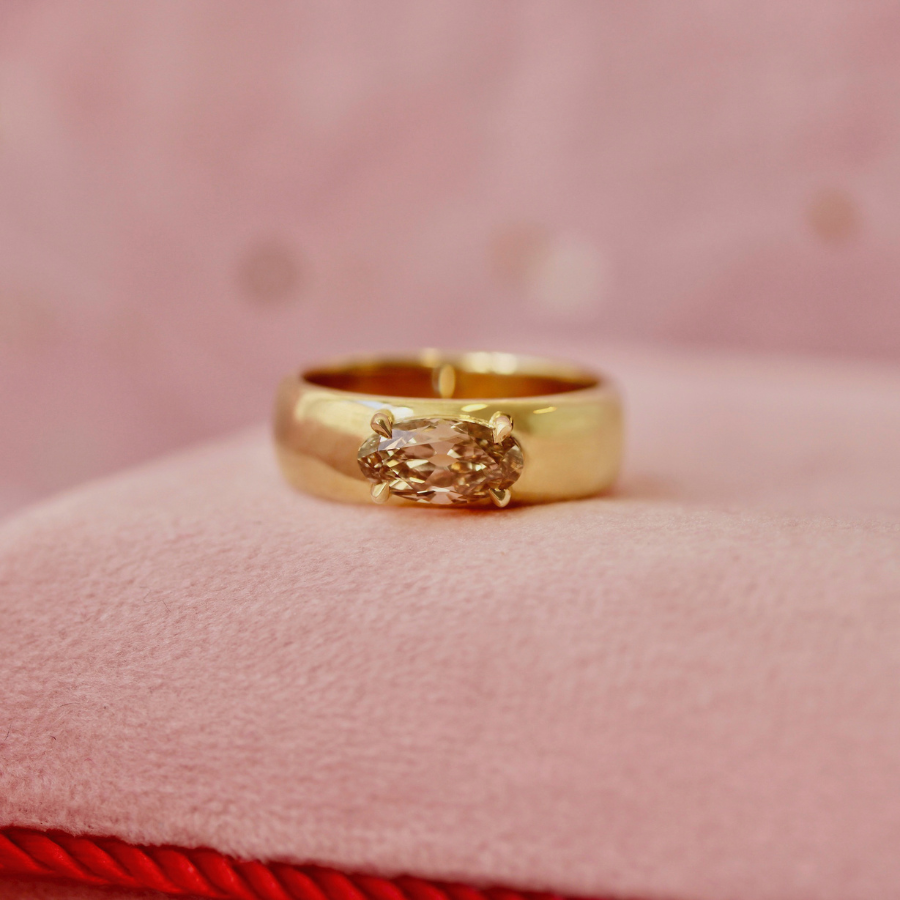 champagne moval diamond ring