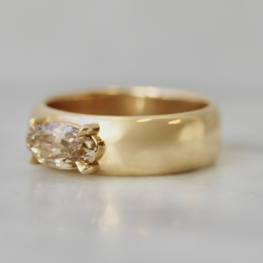 champagne moval diamond ring