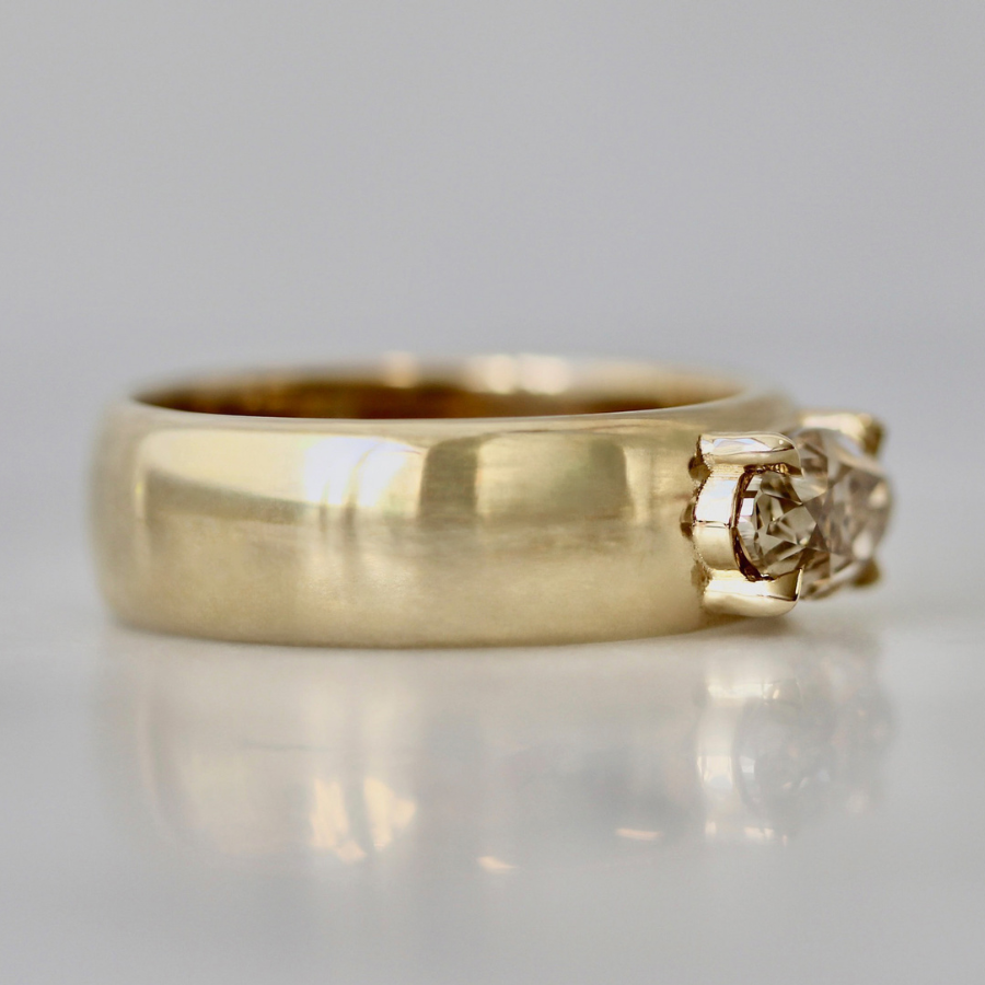champagne moval diamond ring