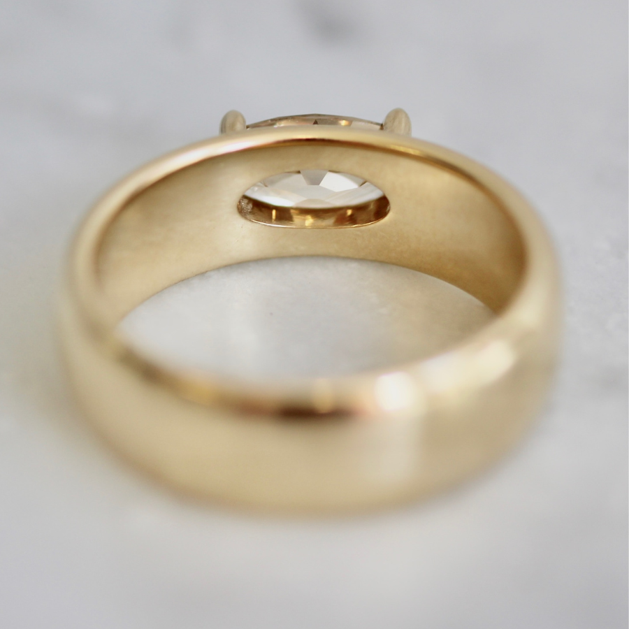 champagne moval diamond ring